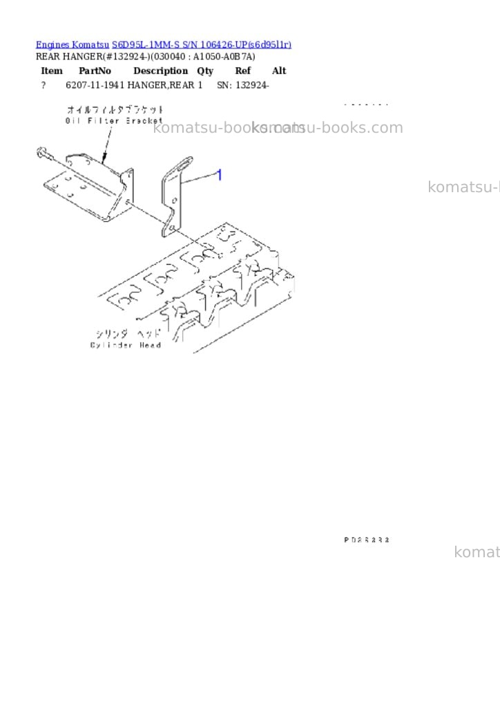 Komatsu s6d95l-1mm-s s/n 106426-up Parts catalog cover Page 3