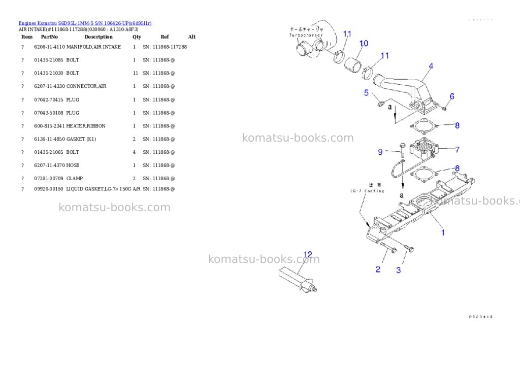 Komatsu s6d95l-1mm-s s/n 106426-up Parts catalog cover Page 5