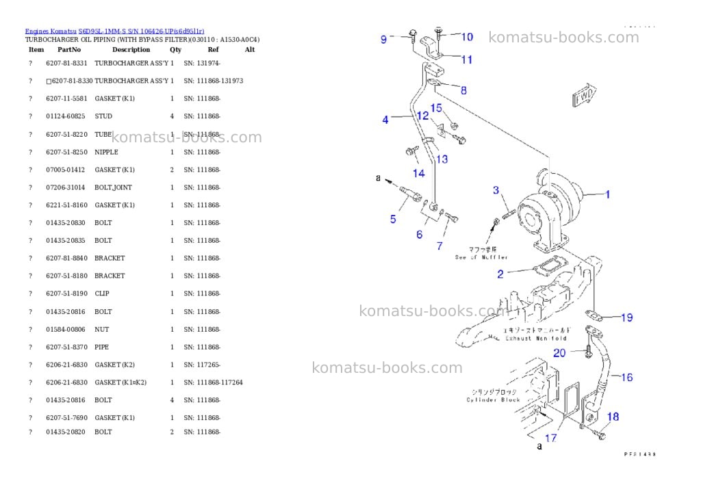 Komatsu s6d95l-1mm-s s/n 106426-up Parts catalog cover Page 9
