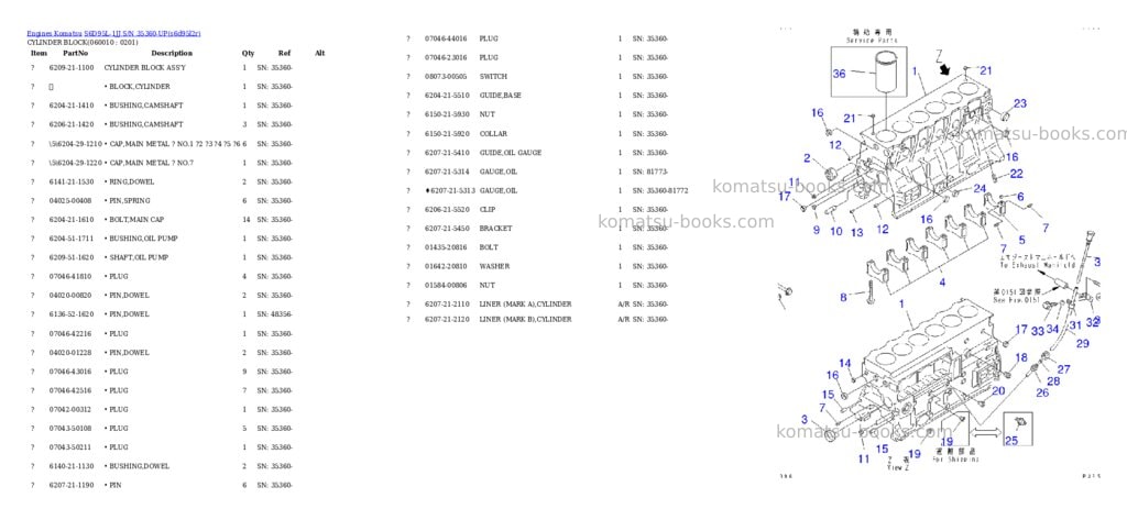 Komatsu s6d95l-1jj s/n 35360-up Parts catalog cover Page 10