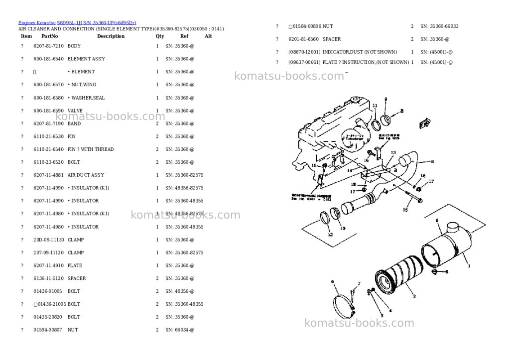 Komatsu s6d95l-1jj s/n 35360-up Parts catalog cover Page 4