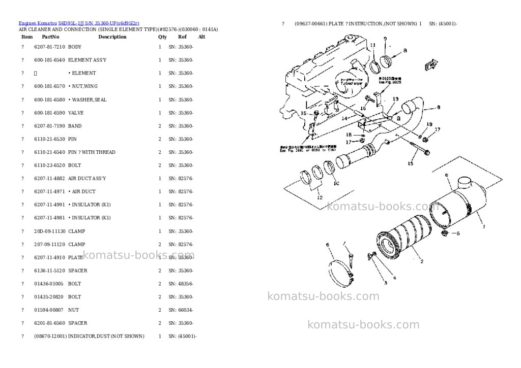 Komatsu s6d95l-1jj s/n 35360-up Parts catalog cover Page 5