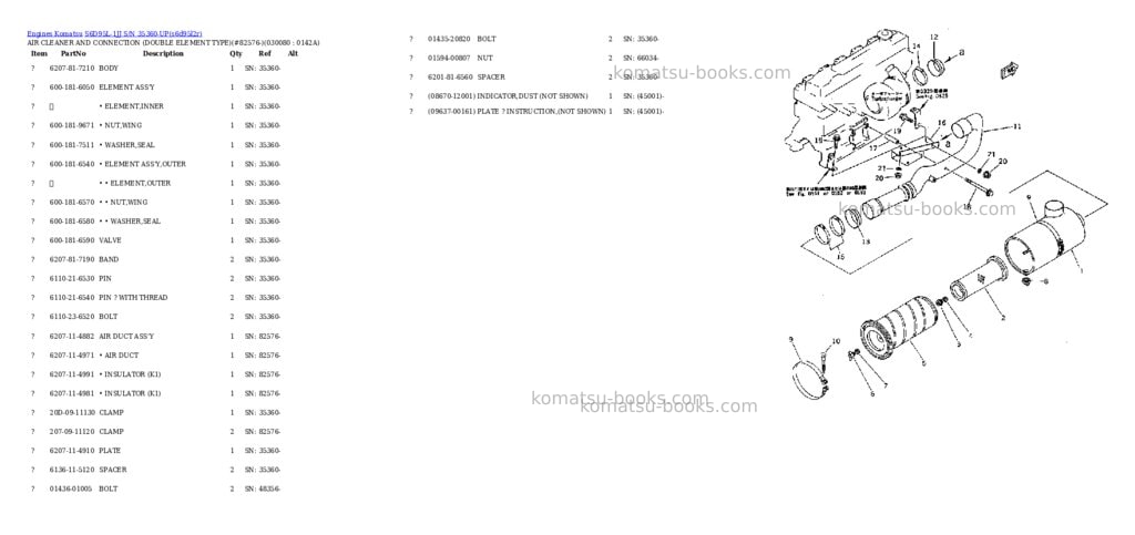 Komatsu s6d95l-1jj s/n 35360-up Parts catalog cover Page 7