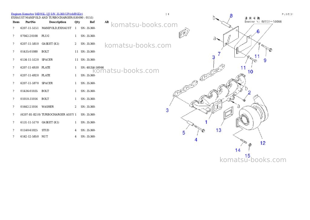 Komatsu s6d95l-1jj s/n 35360-up Parts catalog cover Page 8