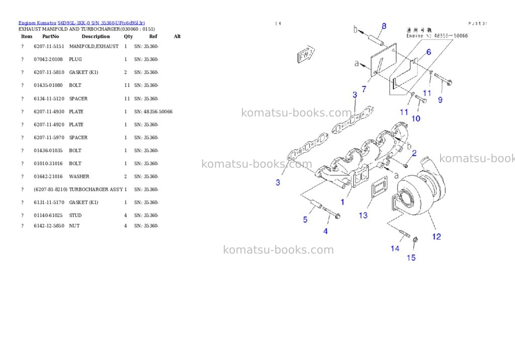 Komatsu s6d95l-1kk-0 s/n 35360-up Parts catalog cover Page 5
