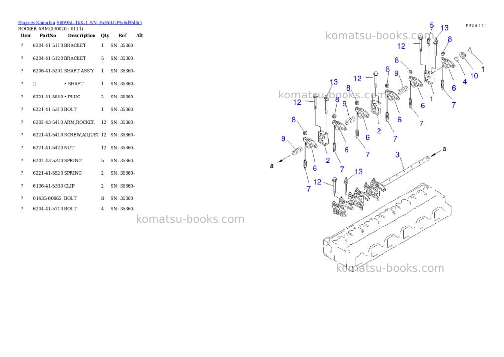 Komatsu S6D95L-1KK-1 S/N 35360-UP Parts catalog cover Komatsu S6D95L-1KK-1 S/N 35360-UP Parts catalog cover