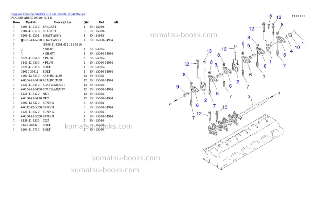 Komatsu S6D95L-1D S/N 15060-UP Parts catalog cover Komatsu S6D95L-1D S/N 15060-UP Parts catalog cover