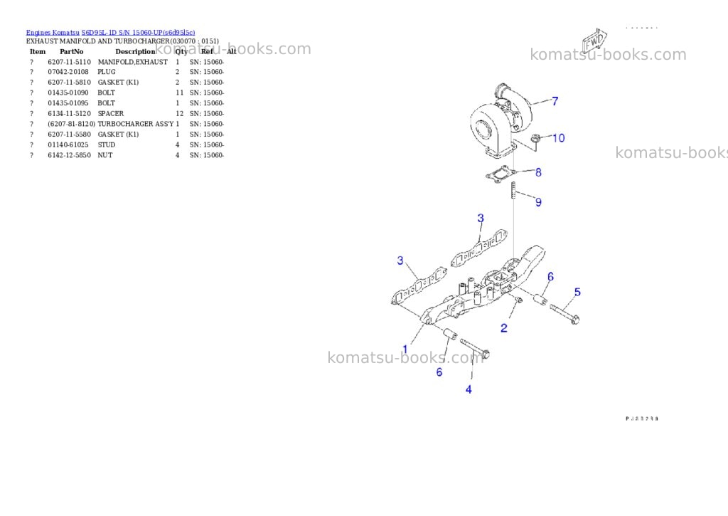 Komatsu S6D95L-1D S/N 15060-UP Parts catalog cover Page 6 Komatsu S6D95L-1D S/N 15060-UP Parts catalog cover Page 6
