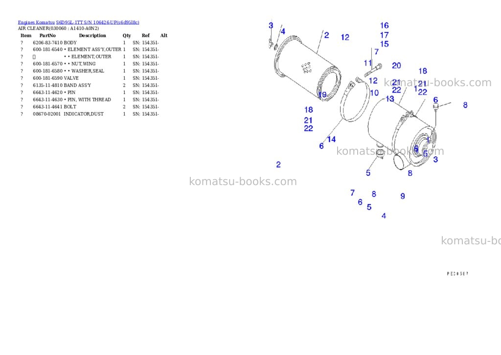 Komatsu S6D95L-1TT S/N 106426-UP Parts catalog cover Page 10 Komatsu S6D95L-1TT S/N 106426-UP Parts catalog cover Page 10