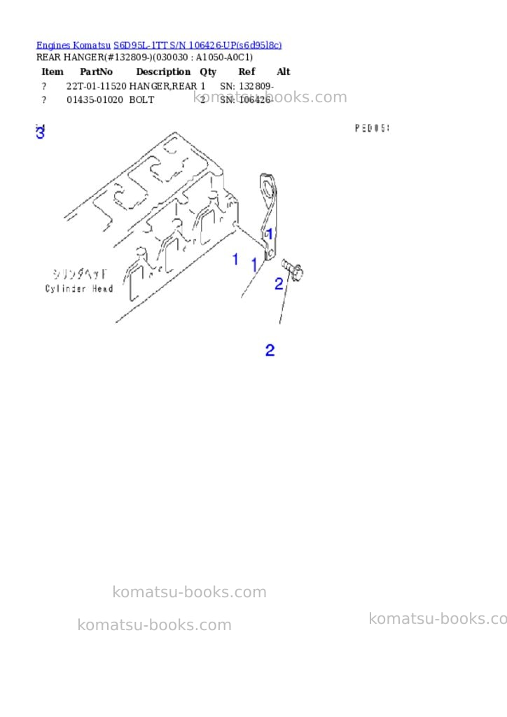 Komatsu S6D95L-1TT S/N 106426-UP Parts catalog cover Page 4 Komatsu S6D95L-1TT S/N 106426-UP Parts catalog cover Page 4