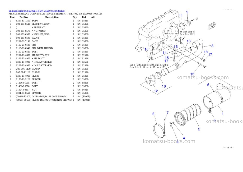 Komatsu S6D95L-1JJ S/N 35360-UP Parts catalog cover Page 5