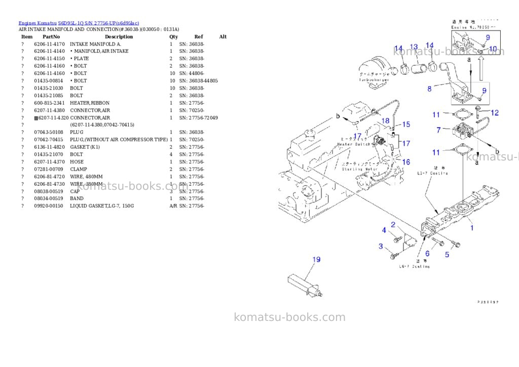 Komatsu S6D95L-1Q S/N 27756-UP Parts catalog cover Page 4