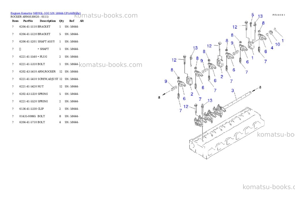 Komatsu S6D95L-1GG S/N 58644-UP Parts catalog cover Komatsu S6D95L-1GG S/N 58644-UP Parts catalog cover