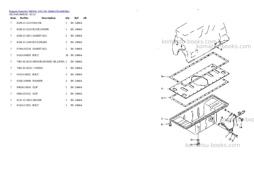 Komatsu S6D95L-1GG S/N 58644-UP Parts catalog cover Page 10 Komatsu S6D95L-1GG S/N 58644-UP Parts catalog cover Page 10