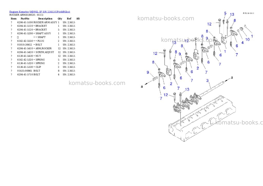 Komatsu S6D95L-1F S/N 23413-UP Parts catalog cover Komatsu S6D95L-1F S/N 23413-UP Parts catalog cover