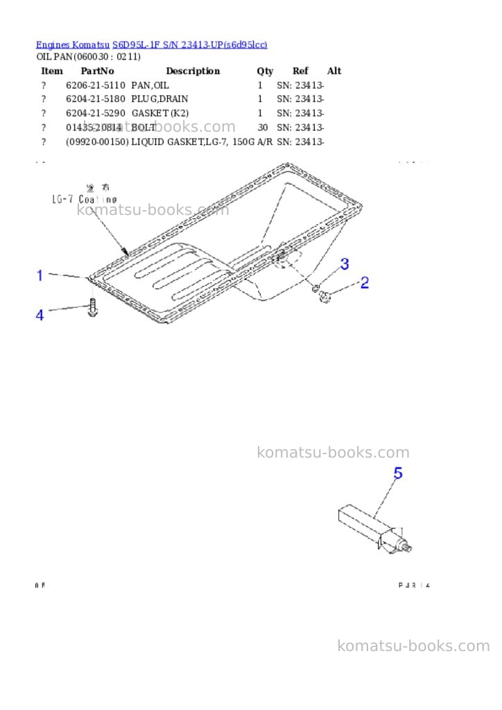 Komatsu S6D95L-1F S/N 23413-UP Parts catalog cover Page 8 Komatsu S6D95L-1F S/N 23413-UP Parts catalog cover Page 8