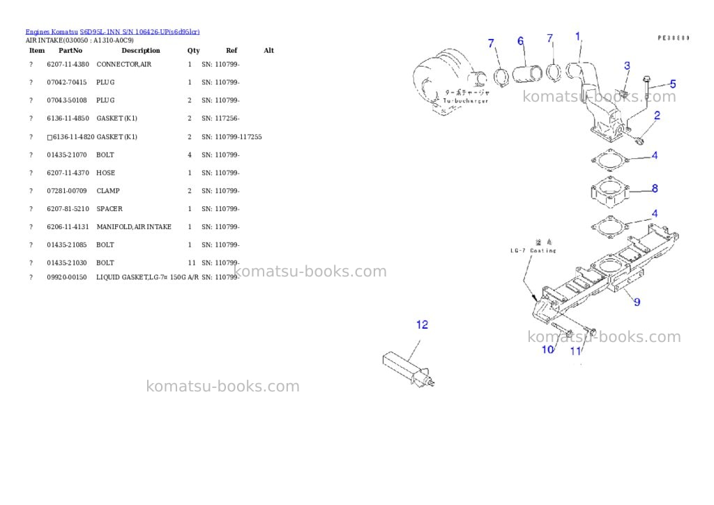 Komatsu s6d95l-1nn s/n 106426-up Parts catalog cover Page 4 Komatsu s6d95l-1nn s/n 106426-up Parts catalog cover Page 4