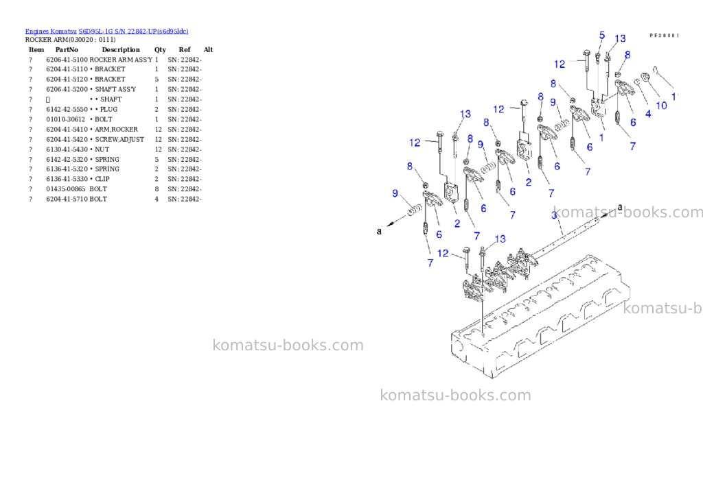 Komatsu s6d95l-1g s/n 22842-up Parts catalog cover Komatsu s6d95l-1g s/n 22842-up Parts catalog cover