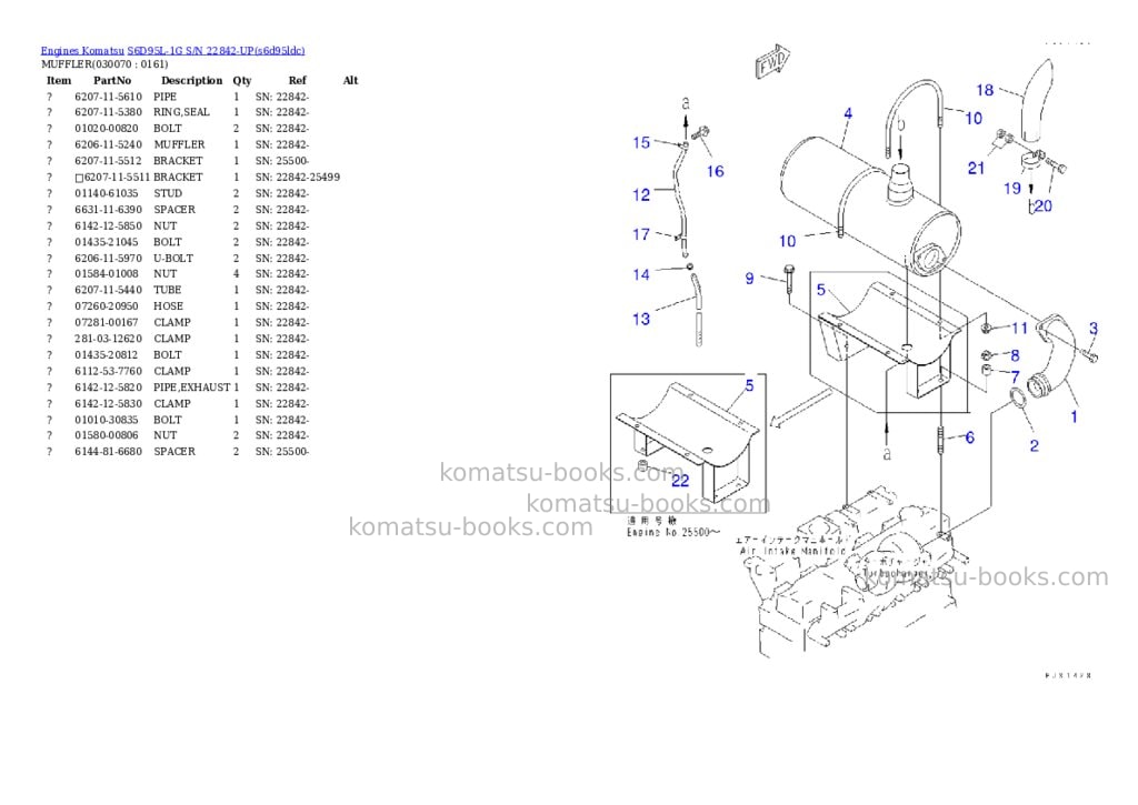 Komatsu s6d95l-1g s/n 22842-up Parts catalog cover Page 6 Komatsu s6d95l-1g s/n 22842-up Parts catalog cover Page 6