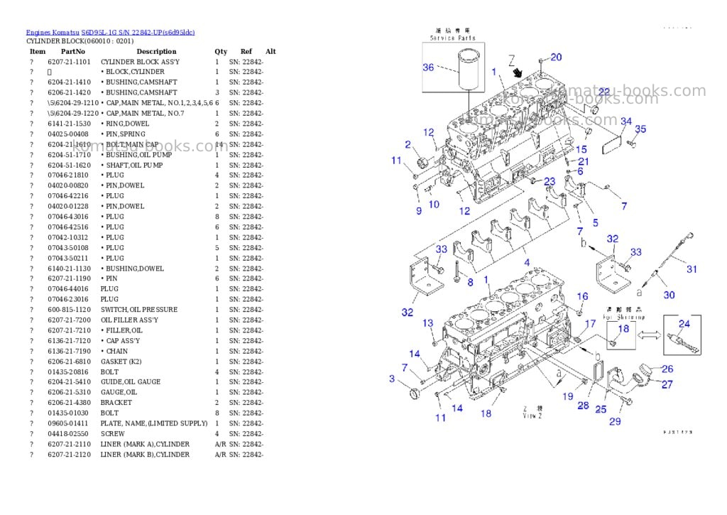 Komatsu s6d95l-1g s/n 22842-up Parts catalog cover Page 7 Komatsu s6d95l-1g s/n 22842-up Parts catalog cover Page 7