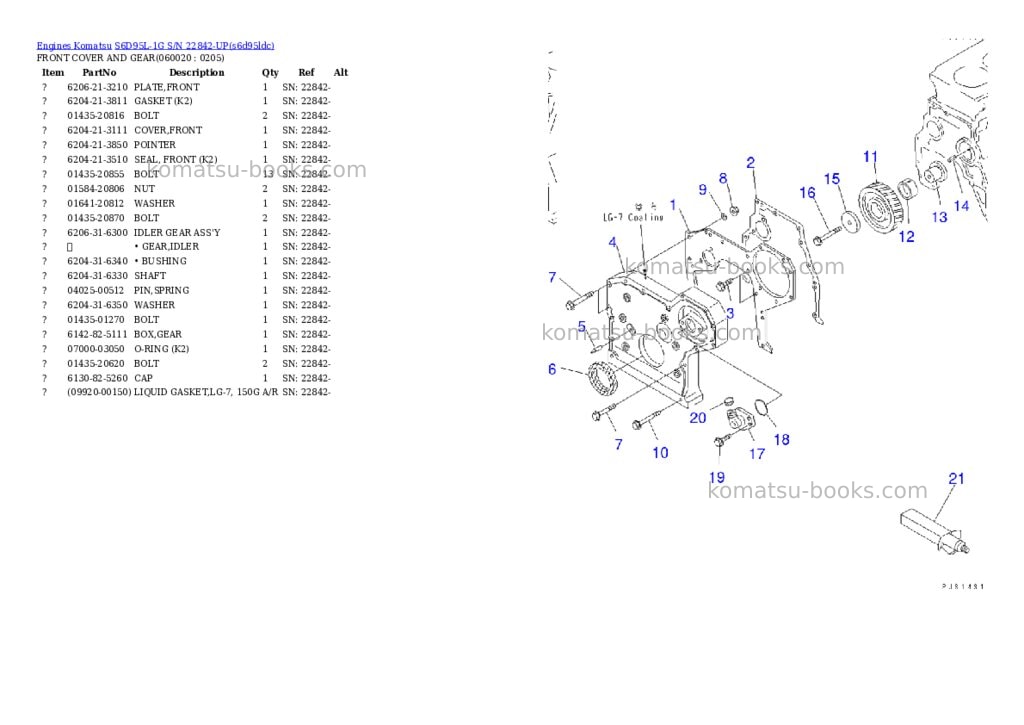 Komatsu s6d95l-1g s/n 22842-up Parts catalog cover Page 8 Komatsu s6d95l-1g s/n 22842-up Parts catalog cover Page 8