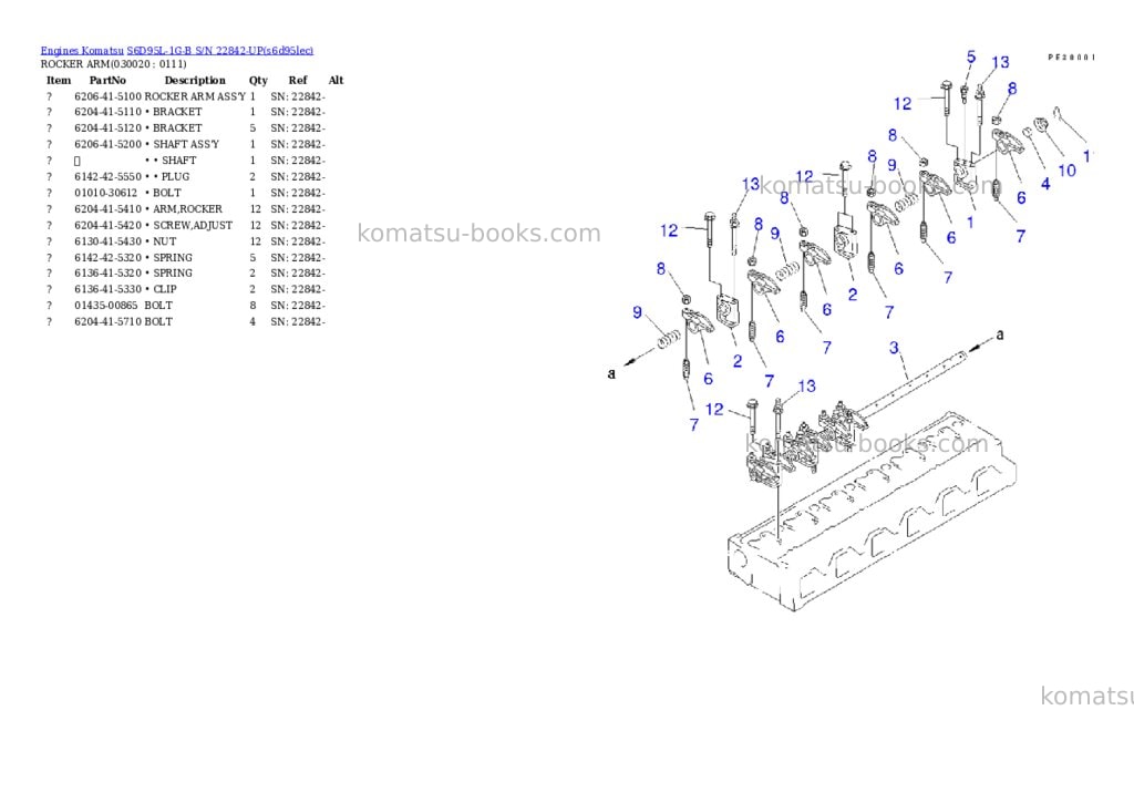 Komatsu S6D95L-1G-B S/N 22842-UP Parts catalog cover Komatsu S6D95L-1G-B S/N 22842-UP Parts catalog cover