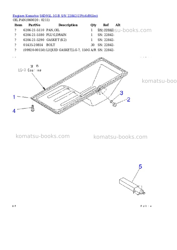 Komatsu S6D95L-1G-B S/N 22842-UP Parts catalog cover Page 8 Komatsu S6D95L-1G-B S/N 22842-UP Parts catalog cover Page 8