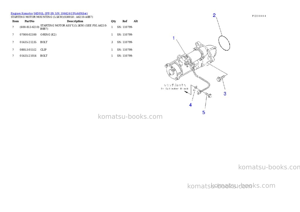 Komatsu s6d95l-1pp-sn s/n 106426-up Parts catalog cover Page 4 Komatsu s6d95l-1pp-sn s/n 106426-up Parts catalog cover Page 4