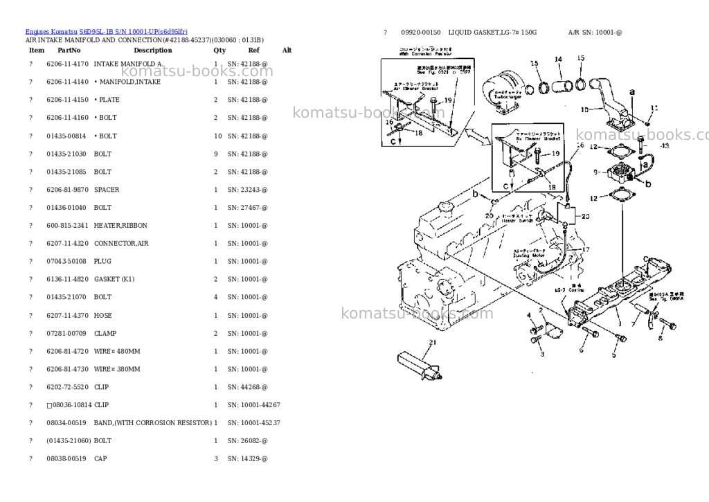 Komatsu S6D95L-1B S/N 10001-UP Parts catalog cover Page 5 Komatsu S6D95L-1B S/N 10001-UP Parts catalog cover Page 5