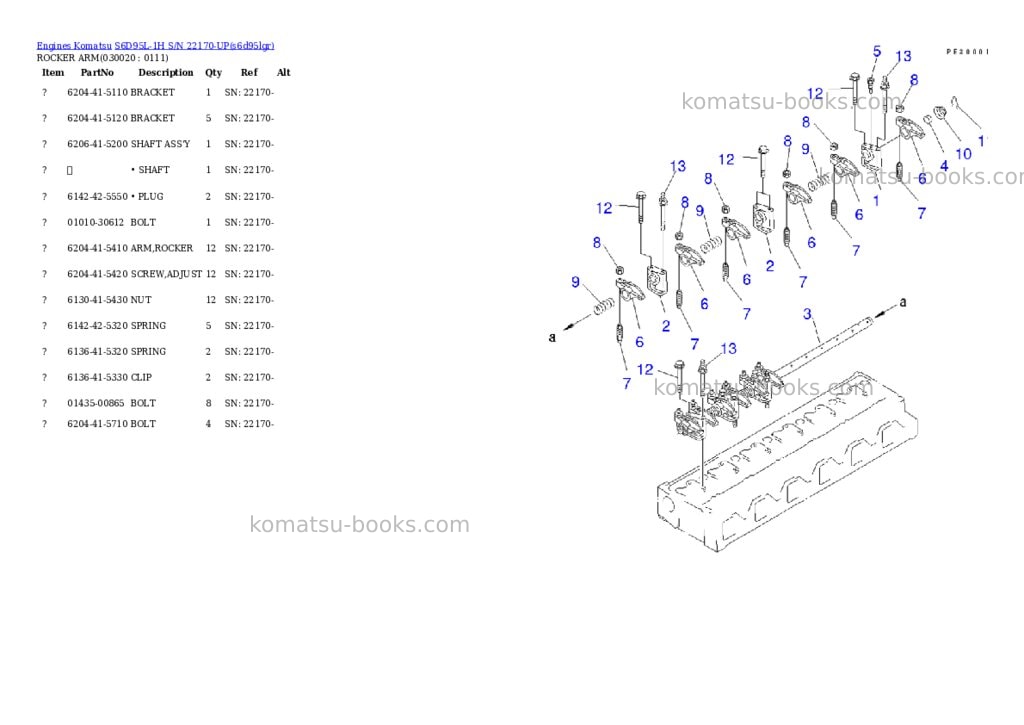 Komatsu s6d95l-1h s/n 22170-up Parts catalog cover Komatsu s6d95l-1h s/n 22170-up Parts catalog cover