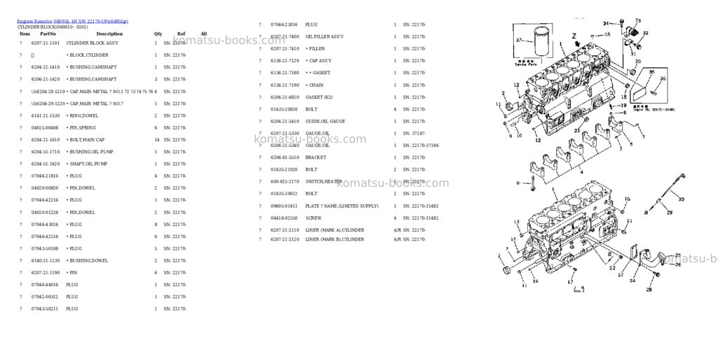 Komatsu s6d95l-1h s/n 22170-up Parts catalog cover Page 10 Komatsu s6d95l-1h s/n 22170-up Parts catalog cover Page 10