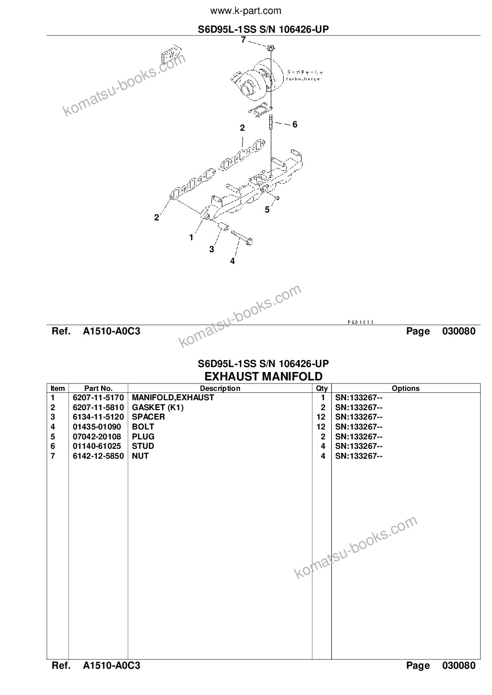 Komatsu s6d95l-1ss s/n 106426-up Parts catalog cover Page 10 Komatsu s6d95l-1ss s/n 106426-up Parts catalog cover Page 10