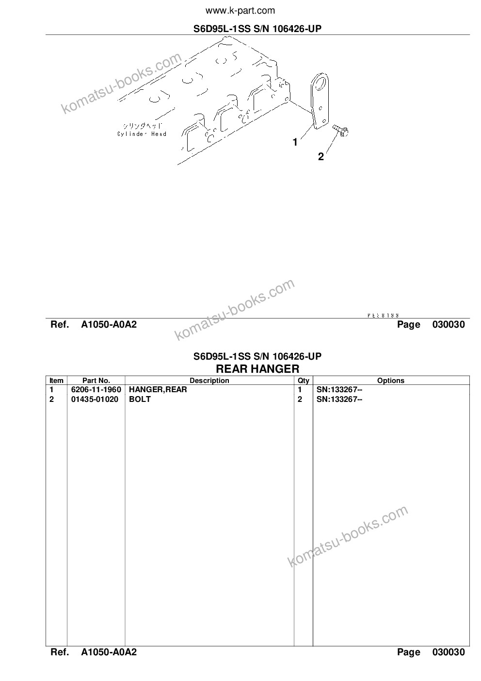 Komatsu s6d95l-1ss s/n 106426-up Parts catalog cover Page 5 Komatsu s6d95l-1ss s/n 106426-up Parts catalog cover Page 5