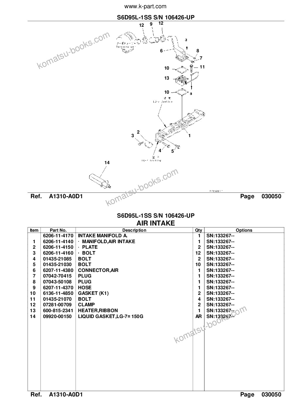 Komatsu s6d95l-1ss s/n 106426-up Parts catalog cover Page 7 Komatsu s6d95l-1ss s/n 106426-up Parts catalog cover Page 7