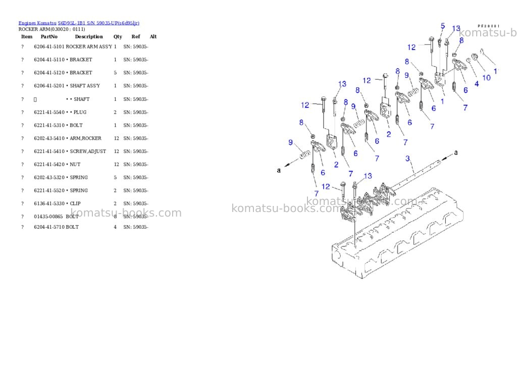 Komatsu s6d95l-1b1 s/n 59035-up Parts catalog cover Komatsu s6d95l-1b1 s/n 59035-up Parts catalog cover