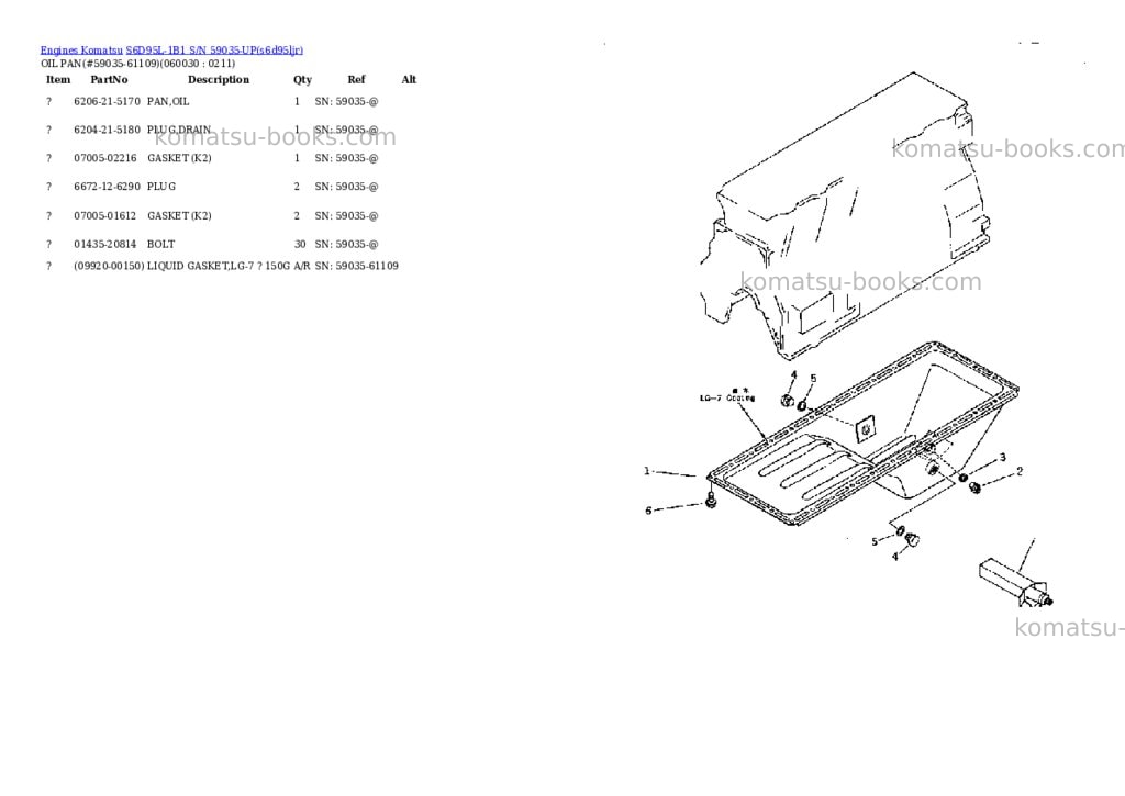 Komatsu s6d95l-1b1 s/n 59035-up Parts catalog cover Page 7 Komatsu s6d95l-1b1 s/n 59035-up Parts catalog cover Page 7