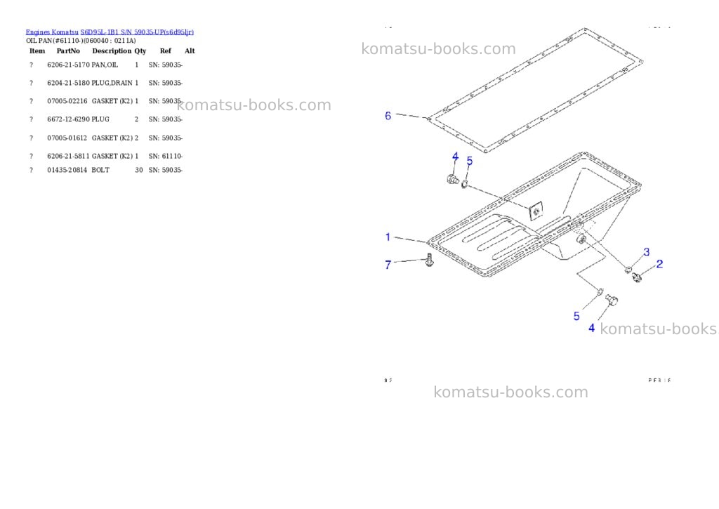 Komatsu s6d95l-1b1 s/n 59035-up Parts catalog cover Page 8 Komatsu s6d95l-1b1 s/n 59035-up Parts catalog cover Page 8