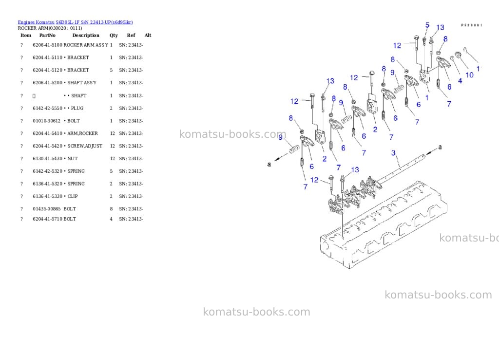 Komatsu s6d95l-1f s/n 23413-up Parts catalog cover Komatsu s6d95l-1f s/n 23413-up Parts catalog cover