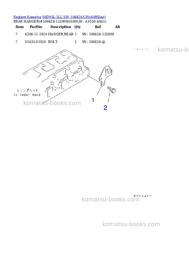 Komatsu s6d95l-1ll s/n 106426-up Parts catalog cover Page 2
