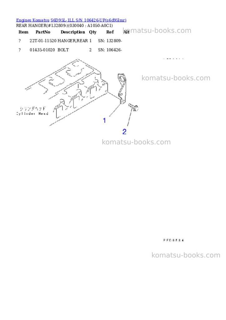 Komatsu s6d95l-1ll s/n 106426-up Parts catalog cover Page 3