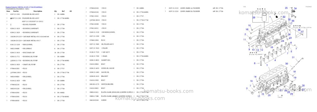Komatsu s6d95l-1q s/n 27756-up Parts catalog cover Page 10