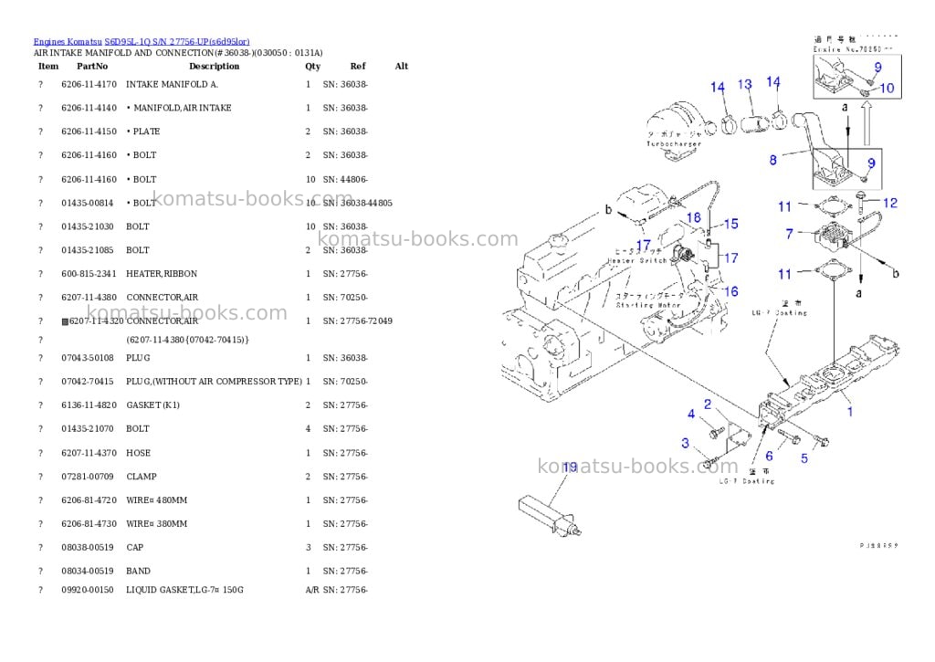 Komatsu s6d95l-1q s/n 27756-up Parts catalog cover Page 4