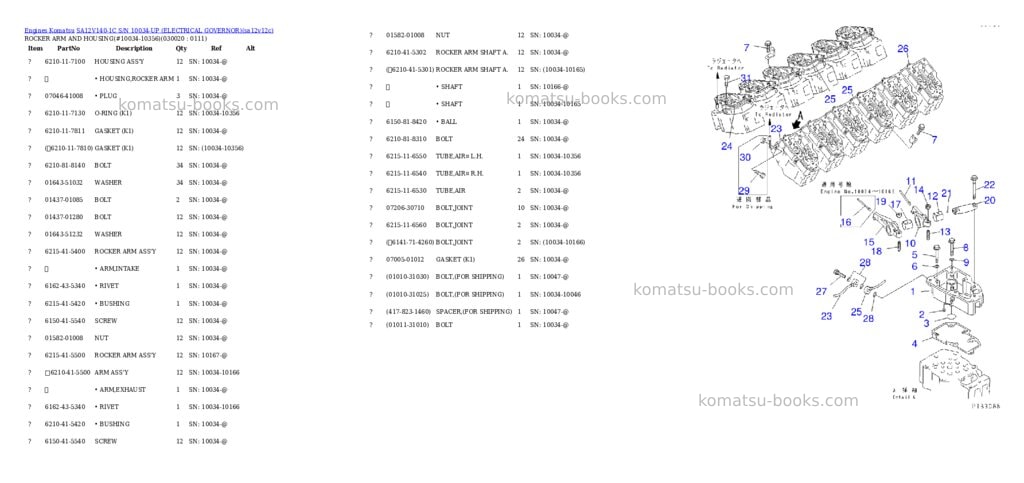 Komatsu sa12v140-1c s/n 10034-up electrical governor Parts catalog cover Page 2
