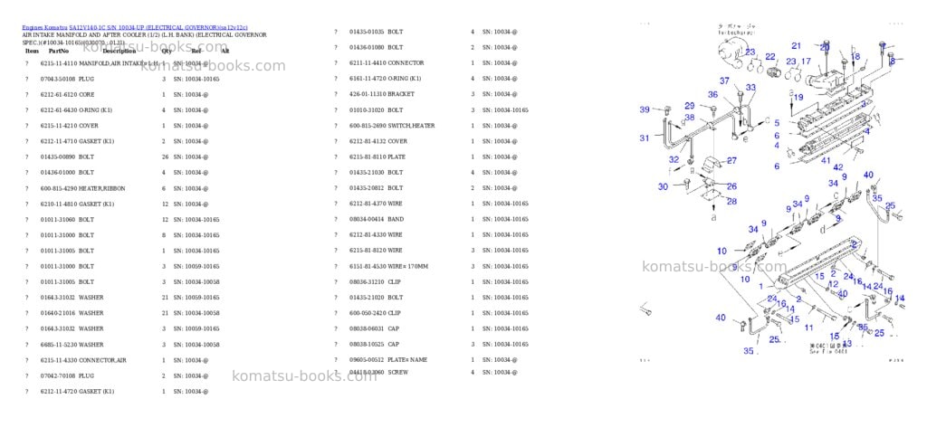 Komatsu sa12v140-1c s/n 10034-up electrical governor Parts catalog cover Page 7