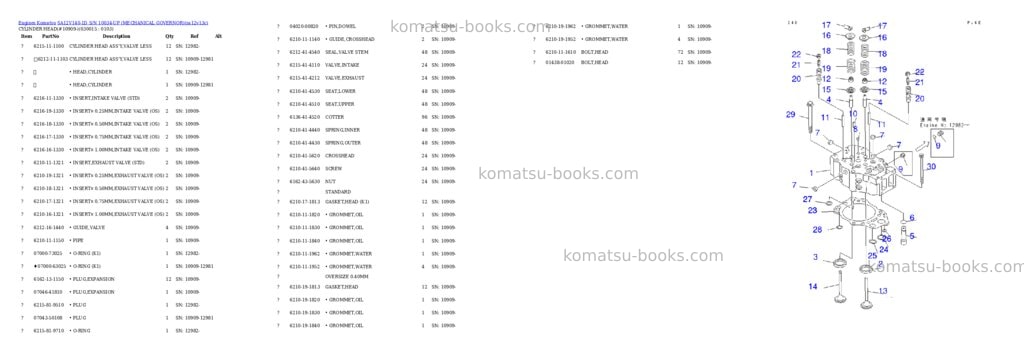 Komatsu sa12v140-1d s/n 10034-up mechanical governor Parts catalog cover Komatsu sa12v140-1d s/n 10034-up mechanical governor Parts catalog cover