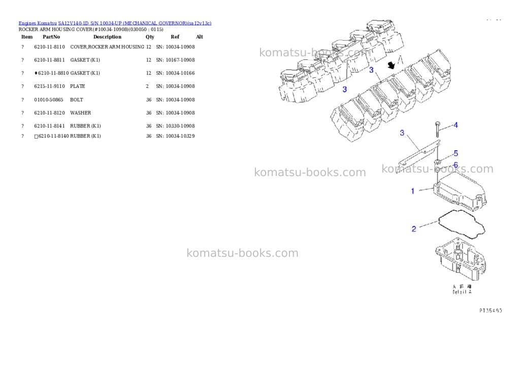 Komatsu sa12v140-1d s/n 10034-up mechanical governor Parts catalog cover Page 5 Komatsu sa12v140-1d s/n 10034-up mechanical governor Parts catalog cover Page 5