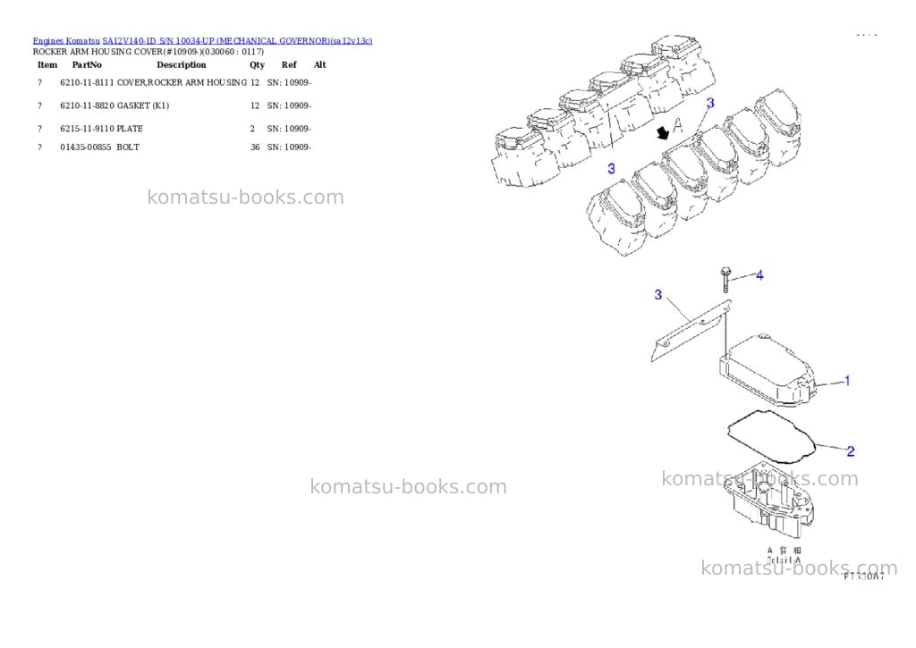 Komatsu sa12v140-1d s/n 10034-up mechanical governor Parts catalog cover Page 6 Komatsu sa12v140-1d s/n 10034-up mechanical governor Parts catalog cover Page 6