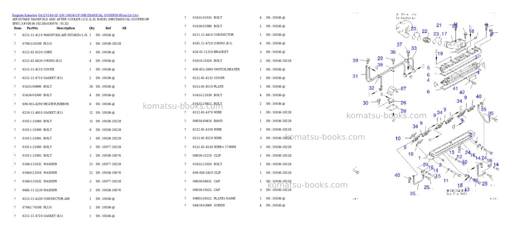 Komatsu sa12v140-1d s/n 10034-up mechanical governor Parts catalog cover Page 7 Komatsu sa12v140-1d s/n 10034-up mechanical governor Parts catalog cover Page 7