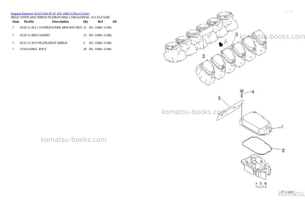 Komatsu sa12v140-1e-47 s/n 10001-up Parts catalog cover Page 4