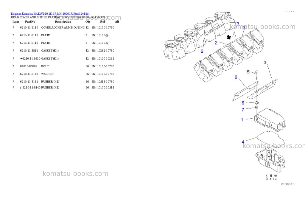 Komatsu sa12v140-1e-47 s/n 10001-up Parts catalog cover Page 5